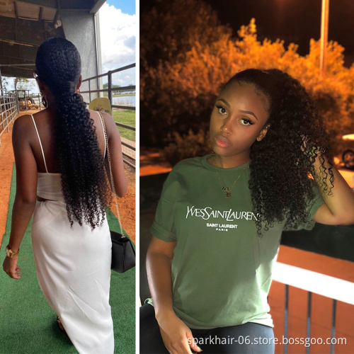 Wholesale Remy Long Wavy Ponytail Hair afro kinky curly Drawstring Ponytails Clip in Hairpiece Ponytail for Black women